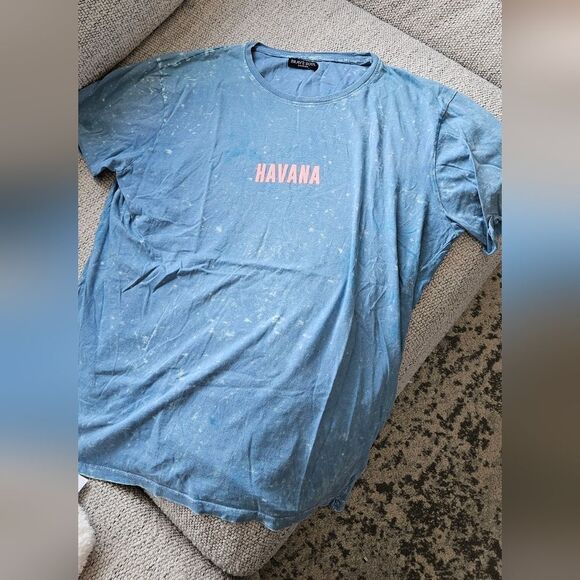 🎁Brave soul mens Havana blue discolor/ distress look tee - Picture 2 of 3